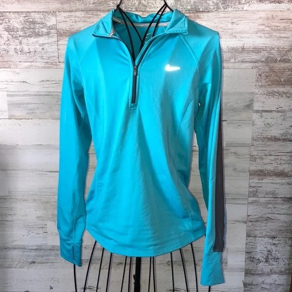 Nike blue quarter zip sweatshirt running sweatshirt workout top Nike clothing - Picture 1 of 5